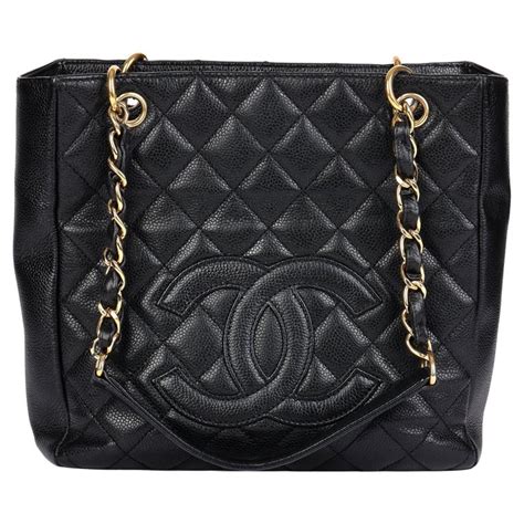 chanel quilted tote handbag black 48162|Chanel petite shopping tote bag.